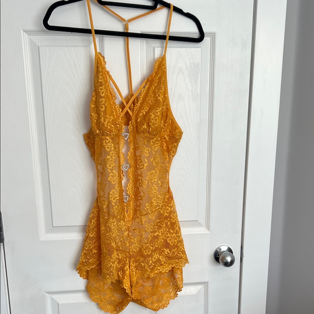 Lace Yellow Lingerie Bodysuit